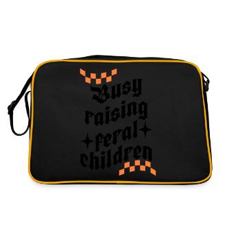 Busy Raising Feral Children, Funny Mom - Retro Bag - black/gold - Back