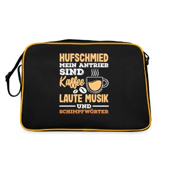 Hufschmied Kaffee Musik Schimpfwörter Antrieb - Retro Tasche - Schwarz/Gold - Hinten