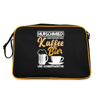 Hufschmied Kaffee Bier Schimpfwörter Antrieb - Retro Tasche - Schwarz/Gold - Hinten