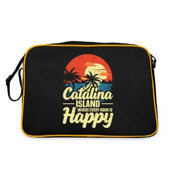 Catalina Island, Auf Der Jede Stunde Glücklich Ist - Retro Tasche - Schwarz/Gold - Hinten
