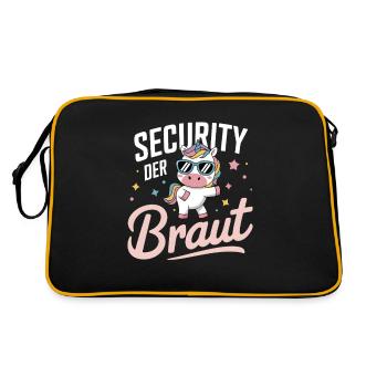 Security der Braut Einhorn JGA Gruppen Shirt - Retro Tasche - Schwarz/Gold - Hinten