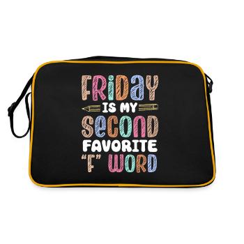 Happy Friday Fri Yay Teacher School Meme - Retro Bag - black/gold - Back