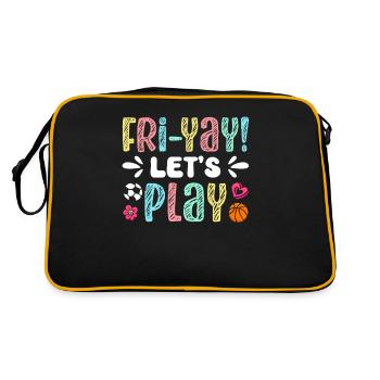 Happy Friday Fri Yay Teacher School Meme - Retro Bag - black/gold - Back