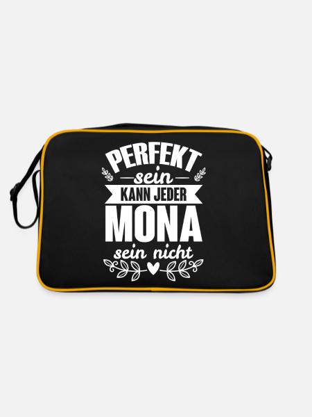Mona - Perfekt Sein Kann Jeder Mona Sein Nicht - Retro Tasche - Schwarz/Gold - Hinten