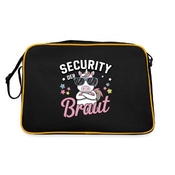 Security of the Bride Unicorn Bachelor Party Group Shirt - Retro Bag - black/gold - Back