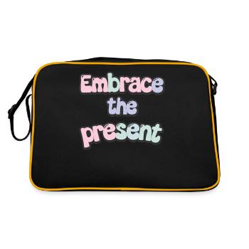 Inspiration: Embrace the Present Quote - Retro Bag - black/gold - Back