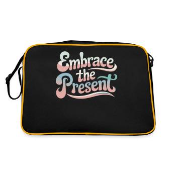 Embrassez le présent Citation inspirante - Sac Retro - noir/or - Dos