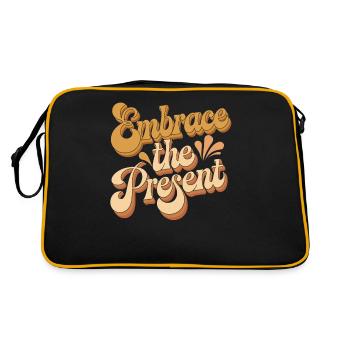 Embrace the Present - Inspirational Quote - Retro Bag - black/gold - Back