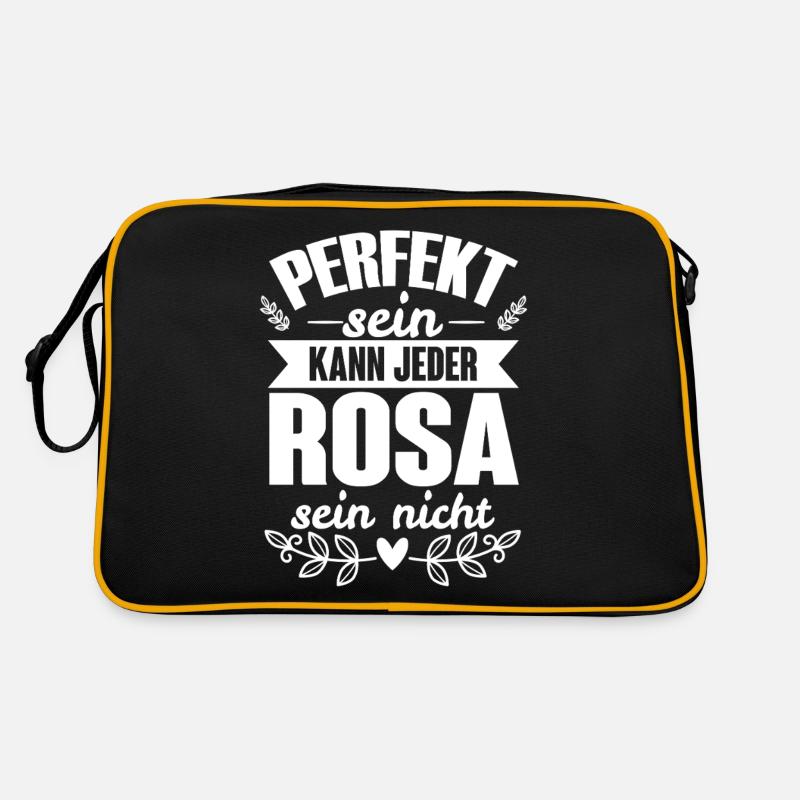 Rosa - Perfekt Sein Kann Jeder Rosa Sein Nicht - Retro Tasche - Schwarz/Gold
