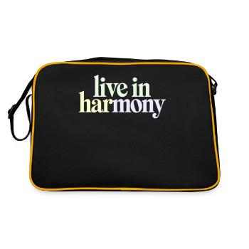 Live In Harmony Inspirational Spirituality Quote - Retro Bag - black/gold - Back