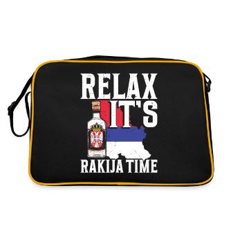 Entspannen Sie Es, Es Ist Zeit Für Rakija - Retro Tasche - Schwarz/Gold - Hinten
