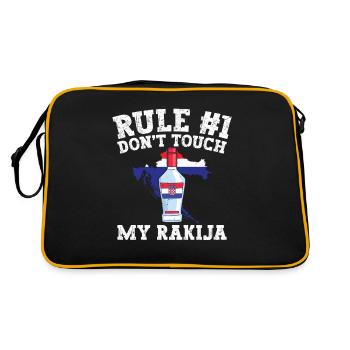 Regel Nr. 1 Berühre Meine Rakija Nicht - Retro Tasche - Schwarz/Gold - Hinten