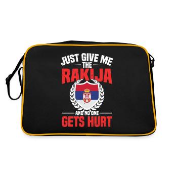 Gib Mir Einfach Den Rakija Und Niemand Wird - Retro Tasche - Schwarz/Gold - Hinten