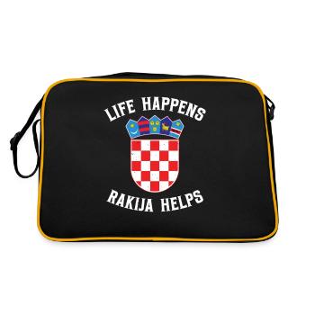 Das Leben Passiert Rakija Hilft - Retro Tasche - Schwarz/Gold - Hinten