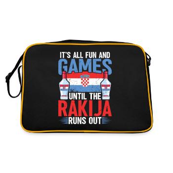 Es Macht Alles Spaß Und Spiele, Bis Der Rakija - Retro Tasche - Schwarz/Gold - Hinten