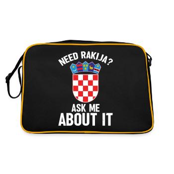 Benötigen Sie Rakija? Fragen Sie Mich Danach - Retro Tasche - Schwarz/Gold - Hinten