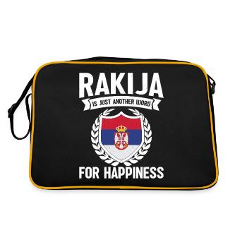 Rakija Ist Nur Ein Weiteres Wort Für Glück - Retro Tasche - Schwarz/Gold - Hinten