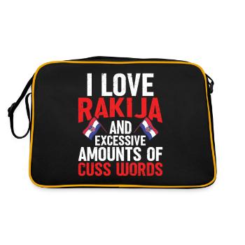 Ich Liebe Rakija Und Übermäßige Mengen An - Retro Tasche - Schwarz/Gold - Hinten