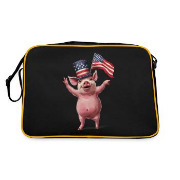 Schwein - Retro Tasche - Schwarz/Gold - Hinten