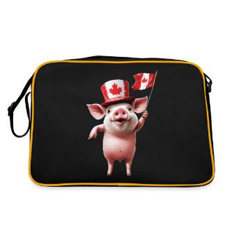 Schwein - Retro Tasche - Schwarz/Gold - Hinten