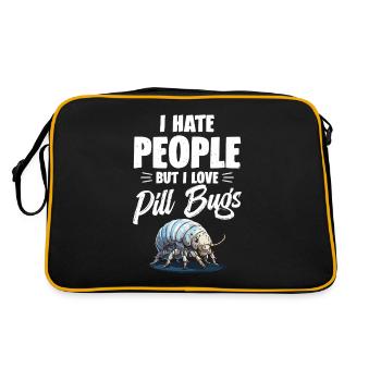 Ich Hasse Menschen, Aber Ich Liebe Pillenkäfer - Retro Tasche - Schwarz/Gold - Hinten