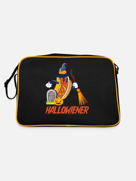 Hallowiener Hot Dog Liebhaber Spaß - Retro Tasche - Schwarz/Gold - Hinten