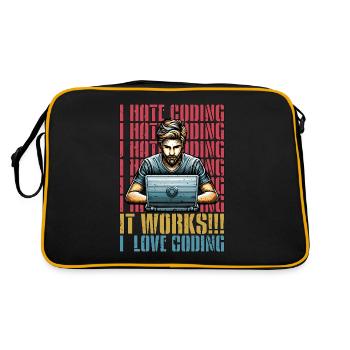 Coder I Hate Coding Developer Technology Coders - Retro Bag - black/gold - Back