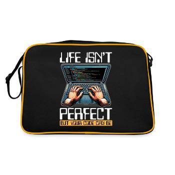 Coder Life Isn't Perfect But Your Code Developer - Retro Bag - black/gold - Back