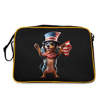 Dackel - Retro Tasche - Schwarz/Gold - Hinten