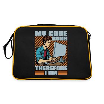 Coder My Code Runs Therefore I Am Web Developer - Retro Tasche - Schwarz/Gold - Hinten