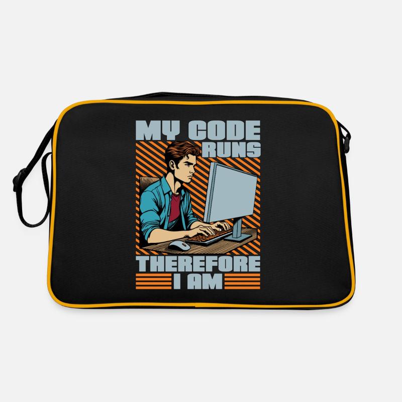 Coder My Code Runs Therefore I Am Web Developer Retro Tasche
