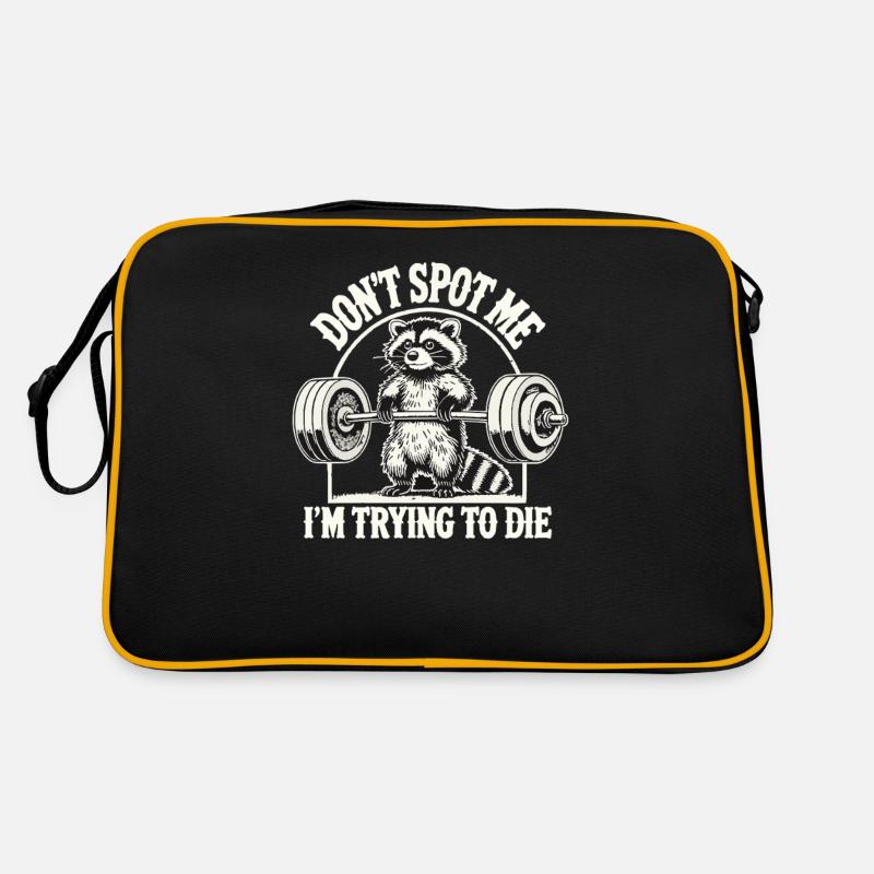 Ne te moque pas de moi, j’essaie de mourir, raton laveur - Sac Retro - noir/or