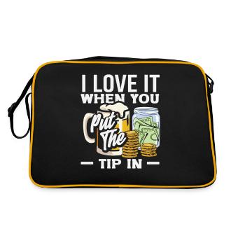 Ich Liebe Es Wenn Du Trinkgeld Gibst Bartender - Retro Tasche - Schwarz/Gold - Hinten