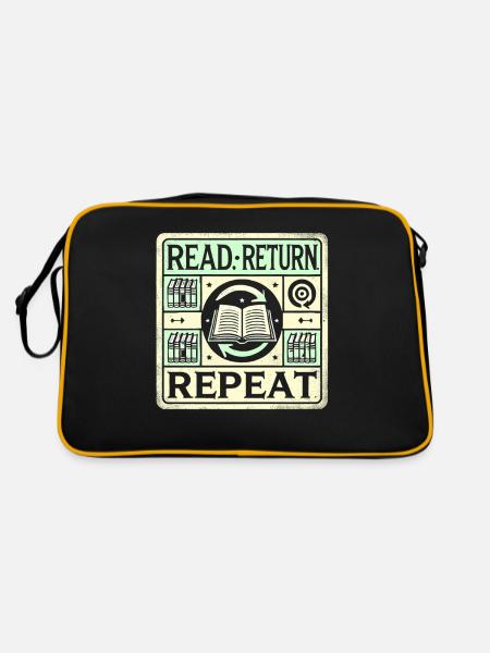 Lesen Zurück Wiederholen - Retro Tasche - Schwarz/Gold - Hinten