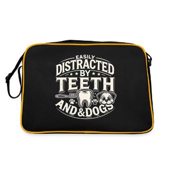 Leicht ablenkbar durch Zähne und Hunde - Retro Tasche - Schwarz/Gold - Hinten