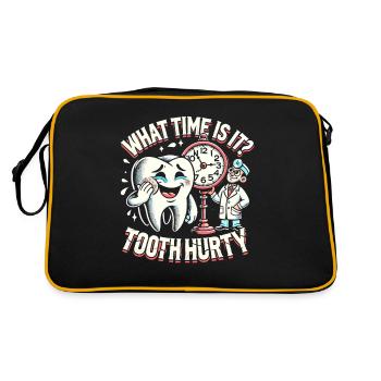 Wie spät ist es? Zahn Hurty - Retro Tasche - Schwarz/Gold - Hinten