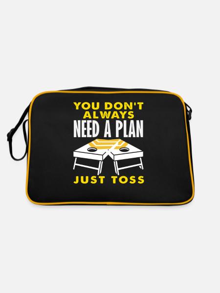 Cornhole Liebhaber Immer Einfach Werfen - Retro Tasche - Schwarz/Gold - Hinten