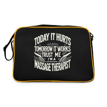 Heute tut es weh, morgen funktioniert es - - Retro Tasche - Schwarz/Gold - Hinten