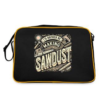 Ich würde lieber Sägemehl machen - Retro Tasche - Schwarz/Gold - Hinten