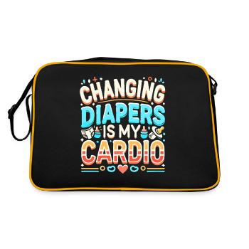 Windeln wechseln ist mein Herzsport - Retro Tasche - Schwarz/Gold - Hinten