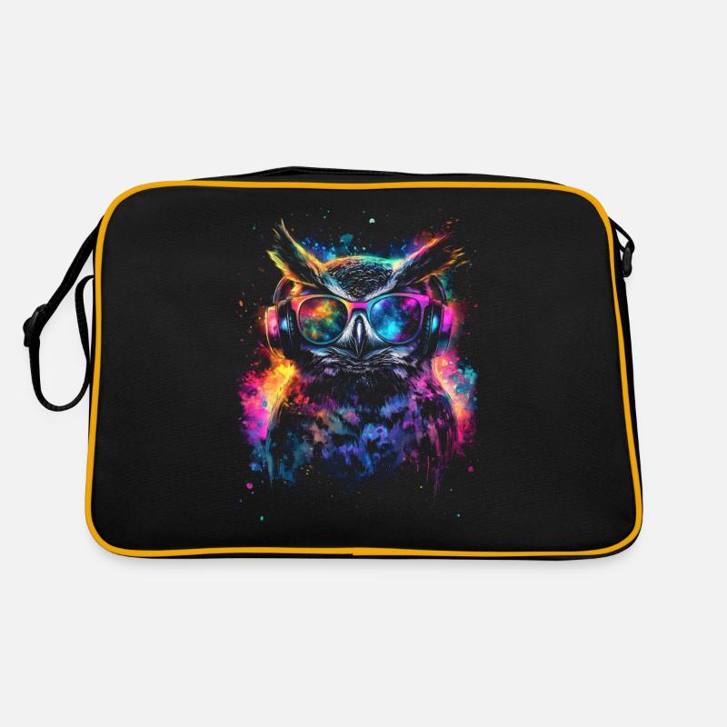 DJ Cool Outfit Rave Techno Festival Eule Retro Tasche