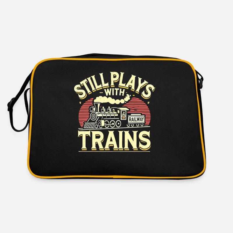 Spielt immer noch mit Zügen - Retro Tasche - Schwarz/Gold