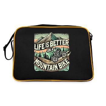 Das Leben ist besser auf einem Mountainbike - Retro Tasche - Schwarz/Gold - Hinten