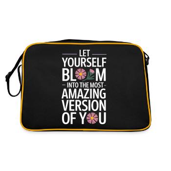 Lass Dich Erblühen Zur Besten Version Deiner - Retro Tasche - Schwarz/Gold - Hinten