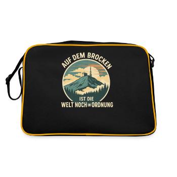 Harz I Brocken Brockenbahn Walpurgis Motiv für - Retro Tasche - Schwarz/Gold - Hinten