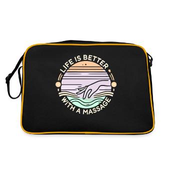 Das Leben ist besser mit einer Massage - Retro Tasche - Schwarz/Gold - Hinten