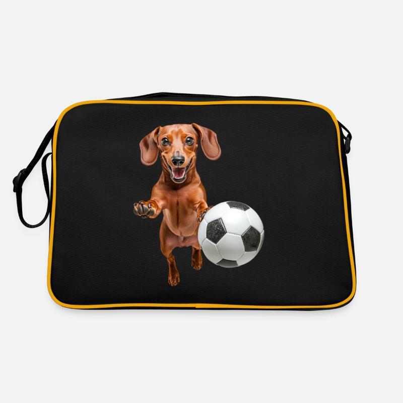 Dackel - Retro Tasche - Schwarz/Gold