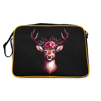 Trachtenshirt Damen Trachten T-Shirt Hirsch Dirndl - Retro Tasche - Schwarz/Gold - Hinten