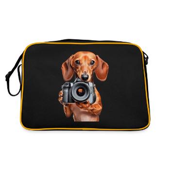 Dackel - Retro Tasche - Schwarz/Gold - Hinten