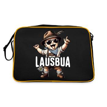 Lausbua T-Shirt Kinder Trachtenshirt Herren Tracht - Retro Tasche - Schwarz/Gold - Hinten